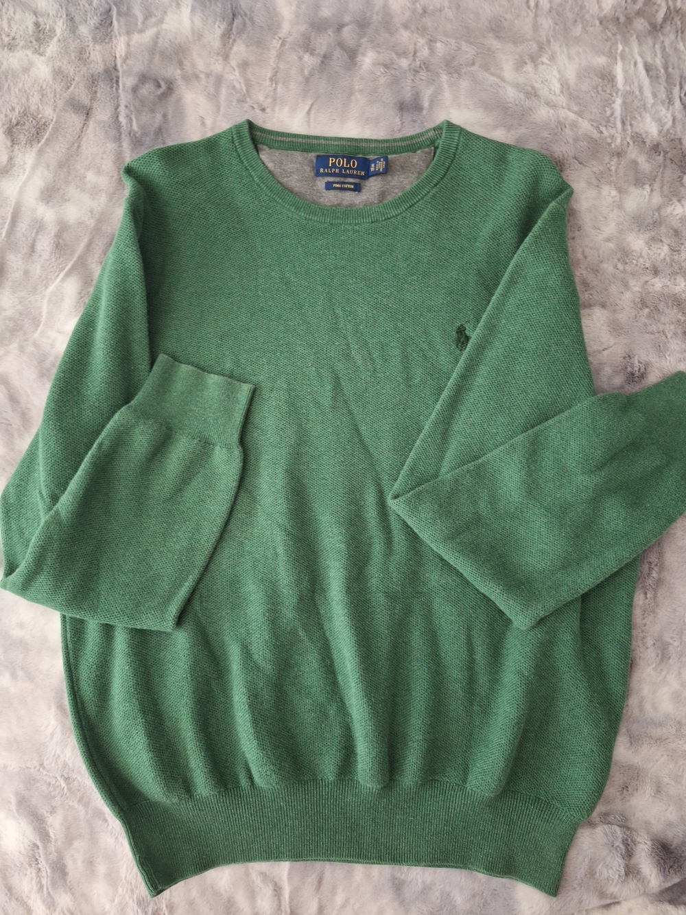 Polo by Ralph Lauren Men Green Crewneck Sweater Cotton Men Fall Winter Pullover